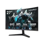 KOORUI 27E6QCA 27" VA, 180Hz, 1ms, QHD (2560 x 1440), Adaptive Sync, HDR10, 1500R Извит геймърски монитор