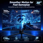KOORUI 32E6QC 31.5" VA, 170Hz, 1ms, QHD (2560 x 1440), Adaptive Sync, HDR10, 1500R Извит геймърски монитор