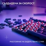 Logitech G515 Lightspeed TKL Black Безжична геймърска нископрофилна механична клавиатура с Low Profile GL Tactile суичове