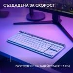 Logitech G515 Lightspeed TKL White Безжична геймърска нископрофилна механична клавиатура с Low Profile GL Tactile суичове