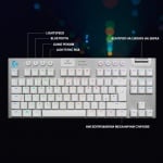 Logitech G915 TKL White Lightspeed Wireless RGB Безжична механична геймърска клавиатура с GL Tactile суичове