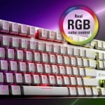 Sharkoon PureWriter TKL RGB White Геймърска механична нископрофилна клавиатура с Kailh Low Profile Red суичове