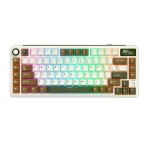 Royal Kludge L75 Mocha Grey Hot-Swappable Безжична геймърска механична клавиатура с RK Linear Cream суичове