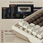 Royal Kludge M70 Mocha Grey Hot-Swappable Безжична геймърска механична клавиатура с RK Linear Cream суичове