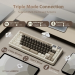 Royal Kludge M70 Mocha Grey Hot-Swappable Безжична геймърска механична клавиатура с RK Linear Cream суичове