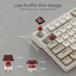 Royal Kludge N80 Pearly Dawn Low-Profile Безжична геймърска механична клавиатура с RK Low Profile Red суичове