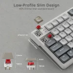 Royal Kludge N80 Pearly Dawn Low-Profile Безжична геймърска механична клавиатура с RK Low Profile Red суичове