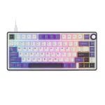 Royal Kludge R75 Sky Cyan Hot-Swappable Геймърска механична клавиатура с RK Fast Silver суичове