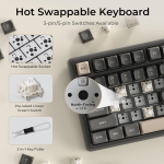 Royal Kludge R98Pro Phantom Hot-Swappable Геймърска механична клавиатура с RK Linear Cream суичове