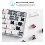 Royal Kludge RK61 White Hot-Swappable Безжична геймърска механична клавиатура с RK Red суичове