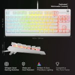 SteelSeries Apex 3 TKL White UK Layout Геймърска клавиатура със SteelSeries Whisper-Quiet суичове