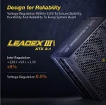 Super Flower LEADEX III Gold UP 750W, 80 Plus Gold, Модулно, PCIe 5.1, ATX 3.1 Захранване за компютър